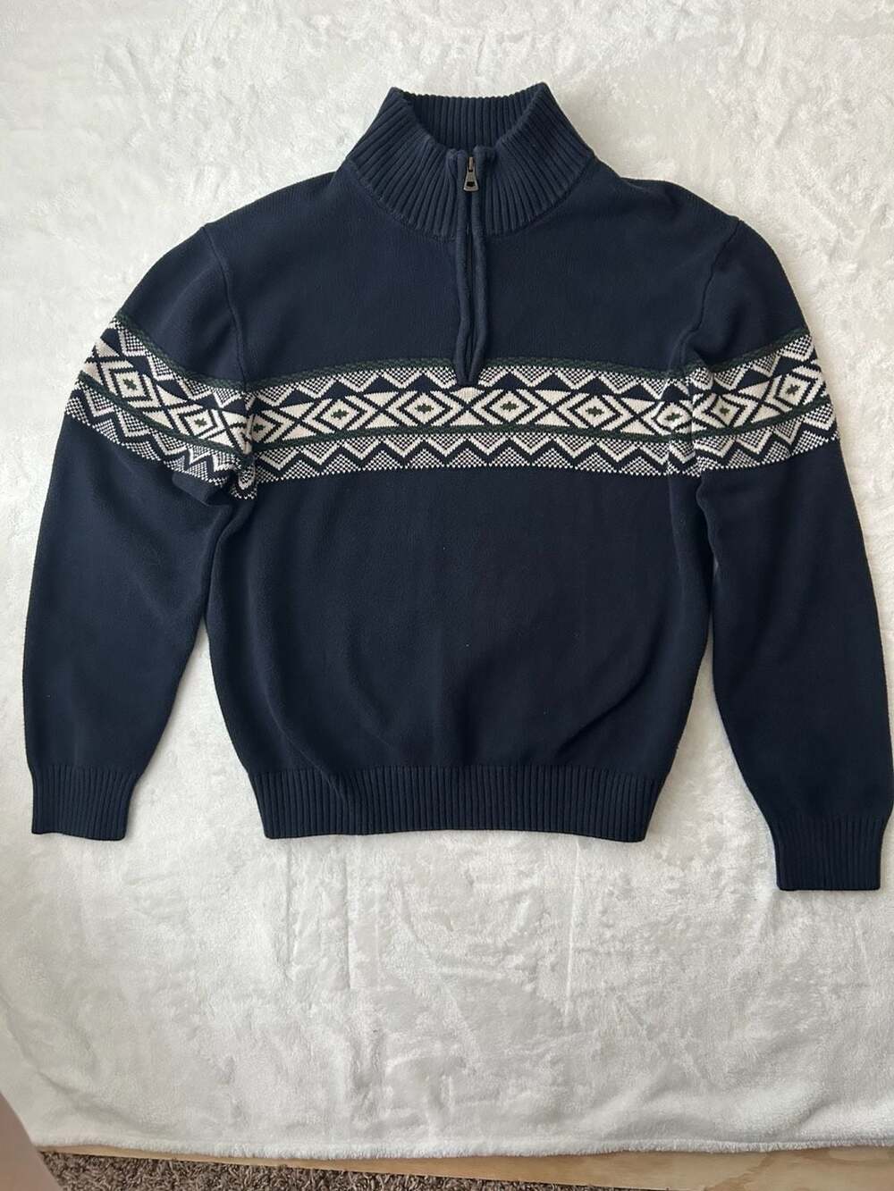 Original Weatherproof Vintage Men's 1/4 Zip Fair Isle Pattern Cotton Pullover - Picture 1 of 5